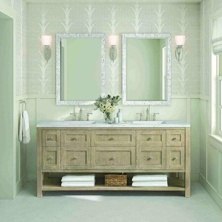 James Martin Vanities 72'' Double Vanity, Whitewashed Oak w/ 3 CM Ethereal Noctis Quartz Top 330-V72-WWO-3ENC